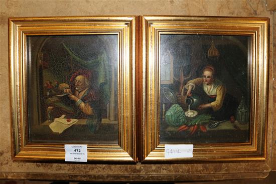 Two paintings on tin